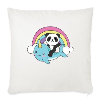 Narval Panda Ocean Unicorn kawaii Arc-en-ciel - Housse de coussin décorative 45 x 45 cm - blanc nature - Devant