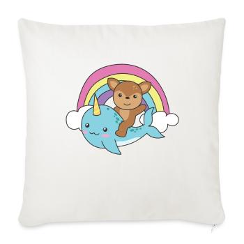 Narwhal Deer Ocean Unicorn kawaii Rainbow - Sofa pillowcase 17,3'' x 17,3'' (45 x 45 cm) - natural white - Front