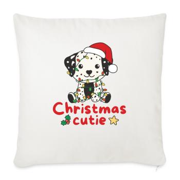 Chiens de Noël dalmates Mignon de Noël - Housse de coussin décorative 45 x 45 cm - blanc nature - Devant