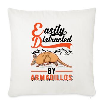 Facilement distrait par le tatou du tatou - Housse de coussin décorative 45 x 45 cm - blanc nature - Devant