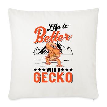 Life is better with a Gecko Leopard Gecko - Sofa pillowcase 17,3'' x 17,3'' (45 x 45 cm) - natural white - Front
