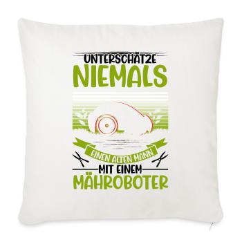Robot tondeuse à gazon Old Man Robot tondeuse à gazon - Housse de coussin décorative 45 x 45 cm - blanc nature - Devant