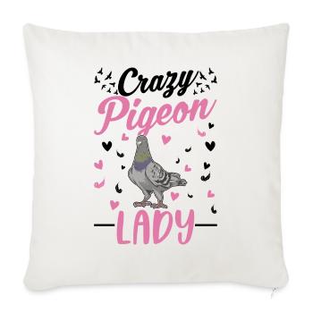 Crazy Pigeons Mme Pigeon Fancier - Housse de coussin décorative 45 x 45 cm - blanc nature - Devant