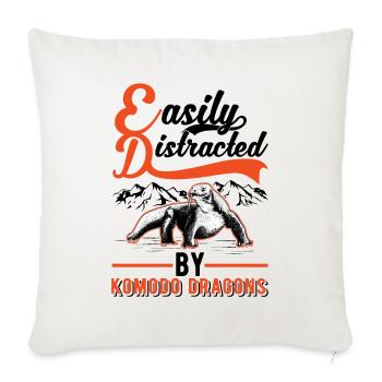 Easily distracted by Komodo Dragons Monitor - Sofa pillowcase 17,3'' x 17,3'' (45 x 45 cm) - natural white - Front