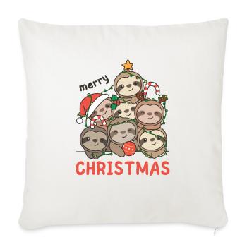 Paresseux arbre de Noël Joyeux Noël - Housse de coussin décorative 45 x 45 cm - blanc nature - Devant