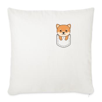 Shiba Inu chiens mignons dans la poche de poitrine - Housse de coussin décorative 45 x 45 cm - blanc nature - Devant