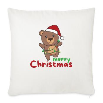 Ours Joyeux Noël Animaux d’hiver Ours - Housse de coussin décorative 45 x 45 cm - blanc nature - Devant