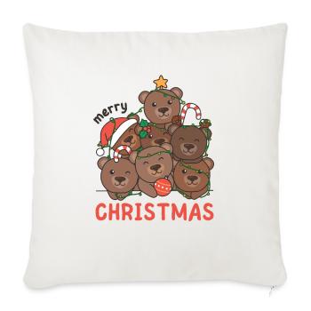 Ours Arbre de Noël Joyeux Noël - Housse de coussin décorative 45 x 45 cm - blanc nature - Devant