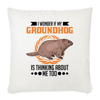Marmotte Jour de la marmotte Marmotte forestière - Housse de coussin décorative 45 x 45 cm - blanc nature - Devant