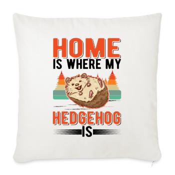 La maison est l’endroit où se trouve mon hérisson - Housse de coussin décorative 45 x 45 cm - blanc nature - Devant