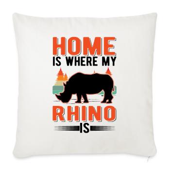 Home is where my rhino is Rhino - Sofa pillowcase 17,3'' x 17,3'' (45 x 45 cm) - natural white - Front