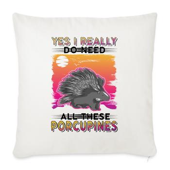 Cadeau de porc-épic Porcupine - Housse de coussin décorative 45 x 45 cm - blanc nature - Devant