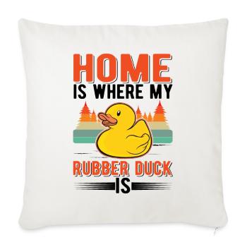 La maison est l’endroit où mon canard en caoutchouc est Canard grinçant - Housse de coussin décorative 45 x 45 cm - blanc nature - Devant