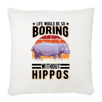 Hippo Gift Hippo Hippo - Sofa pillowcase 17,3'' x 17,3'' (45 x 45 cm) - natural white - Front