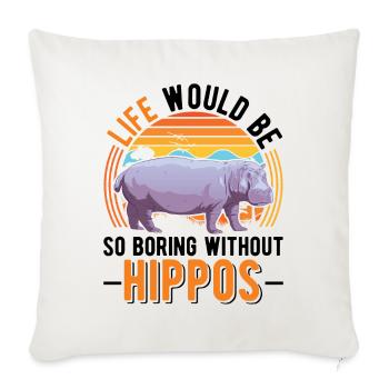 Hippo Gift Hippo Hippo - Sofa pillowcase 17,3'' x 17,3'' (45 x 45 cm) - natural white - Front