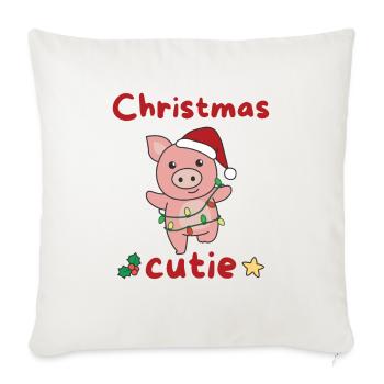 Cochon de Noël Cochons Mignon de Noël - Housse de coussin décorative 45 x 45 cm - blanc nature - Devant