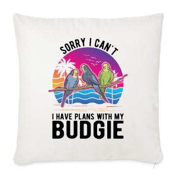 Budgerigar cockatiel Welli Perruche - Housse de coussin décorative 45 x 45 cm - blanc nature - Devant