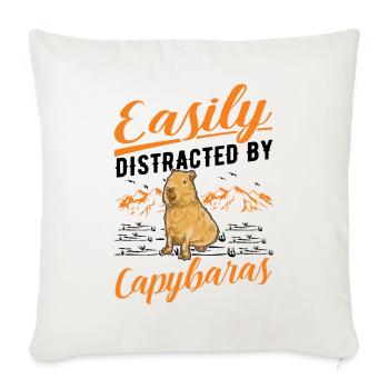 Facilement distrait par Capybaras - Housse de coussin décorative 45 x 45 cm - blanc nature - Devant