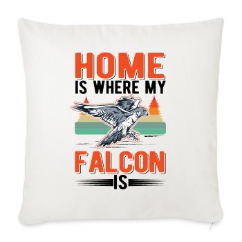 La maison est l’endroit où mon faucon est fauconnier crécerelle - Housse de coussin décorative 45 x 45 cm - blanc nature - Devant