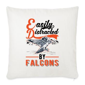 Easily distracted by Falcons Falkenzüchter Falkner - Sofa pillowcase 17,3'' x 17,3'' (45 x 45 cm) - natural white - Front