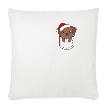 Joyeux Noël Sweet Labrador Breast Bag - Housse de coussin décorative 45 x 45 cm - blanc nature - Devant