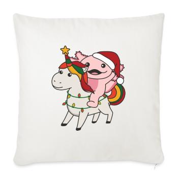 Noël Axolotl Joyeux Noël Licorne - Housse de coussin décorative 45 x 45 cm - blanc nature - Devant