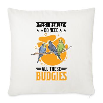 Budgerigar Cadeau Welli cockatiel - Housse de coussin décorative 45 x 45 cm - blanc nature - Devant