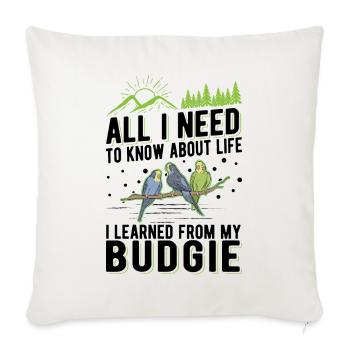 Budgerigar Welli Parakeet Cockatiel - Sofa pillowcase 17,3'' x 17,3'' (45 x 45 cm) - natural white - Front