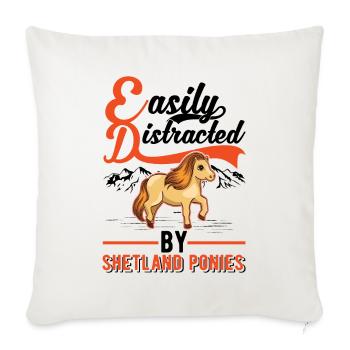 Facilement distrait par les poneys Shetland Shetty - Housse de coussin décorative 45 x 45 cm - blanc nature - Devant