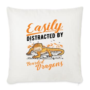 Facilement distrait par Bearded Dragons Bartagame - Housse de coussin décorative 45 x 45 cm - blanc nature - Devant