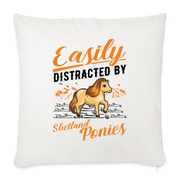 Facilement distrait par les poneys Shetland Shetty - Housse de coussin décorative 45 x 45 cm - blanc nature - Devant