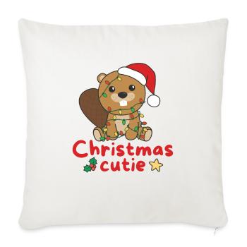 Castor Noël Castor Mignon de Noël - Housse de coussin décorative 45 x 45 cm - blanc nature - Devant