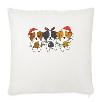 Jack Russell Noël Animal Chiens mignons - Housse de coussin décorative 45 x 45 cm - blanc nature - Devant