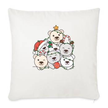 Arbre de Noël de l’ours polaire Drôle d’animal de Noël - Housse de coussin décorative 45 x 45 cm - blanc nature - Devant