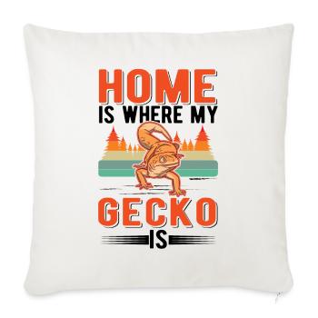 La maison est l’endroit où se trouve mon gecko - Housse de coussin décorative 45 x 45 cm - blanc nature - Devant