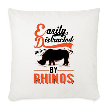Easily distracted by Rhinos Rhino - Sofa pillowcase 17,3'' x 17,3'' (45 x 45 cm) - natural white - Front