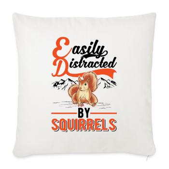 Facilement distrait par les écureuils Eichhörnchen - Housse de coussin décorative 45 x 45 cm - blanc nature - Devant