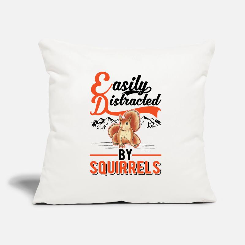 Facilement distrait par les écureuils Eichhörnchen Housse de coussin décorative 45 x 45 cm