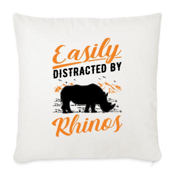 Easily distracted by Rhinos Rhino - Sofa pillowcase 17,3'' x 17,3'' (45 x 45 cm) - natural white - Front