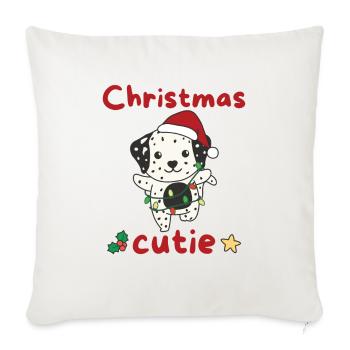 Chiens de Noël dalmates Mignon de Noël - Housse de coussin décorative 45 x 45 cm - blanc nature - Devant