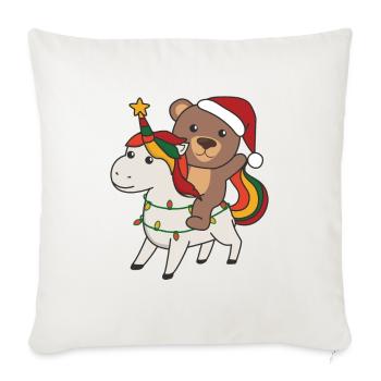 Licorne de Noël Ours Joyeux Noël Licorne - Housse de coussin décorative 45 x 45 cm - blanc nature - Devant