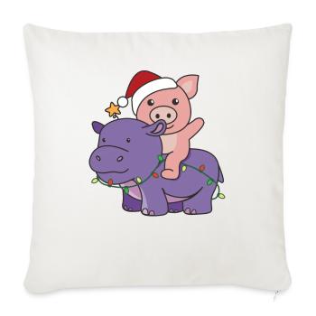 Christmas Hippo Pig Merry Christmas Hippo - Sofa pillowcase 17,3'' x 17,3'' (45 x 45 cm) - natural white - Front