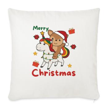 Licorne de Noël Cerf Joyeux Noël Licorne - Housse de coussin décorative 45 x 45 cm - blanc nature - Devant