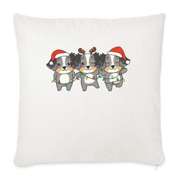 Berger australien Noël Chiens mignons - Housse de coussin décorative 45 x 45 cm - blanc nature - Devant