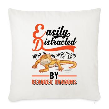 Facilement distrait par Bearded Dragons Bartagame - Housse de coussin décorative 45 x 45 cm - blanc nature - Devant