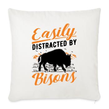 Facilement distrait par les bisons Buffle d’eau Buffle - Housse de coussin décorative 45 x 45 cm - blanc nature - Devant