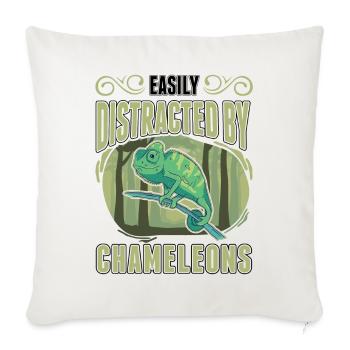 Facilement distrait par les caméléons caméléon - Housse de coussin décorative 45 x 45 cm - blanc nature - Devant