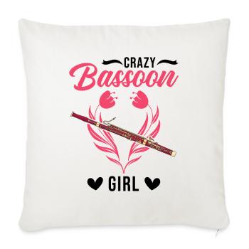 Crazy Basson Girl Bassoniste Bassoniste - Housse de coussin décorative 45 x 45 cm - blanc nature - Devant