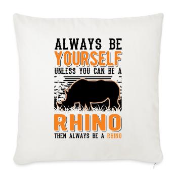 Rhinocéros Rhinocéros Rhinocéros - Housse de coussin décorative 45 x 45 cm - blanc nature - Devant