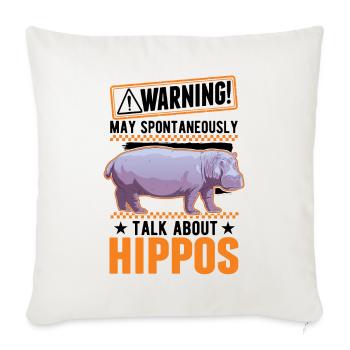 Warning Hippo Hippo Hippo Hippo - Sofa pillowcase 17,3'' x 17,3'' (45 x 45 cm) - natural white - Front